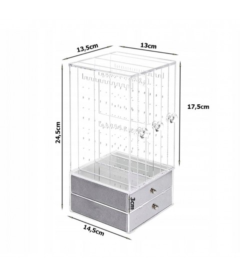 Gugita Elegant Transparent Grey Jewellery Organiser and Display Box Gugita Elegant Transparent Grey Jewellery Organiser and Display Box