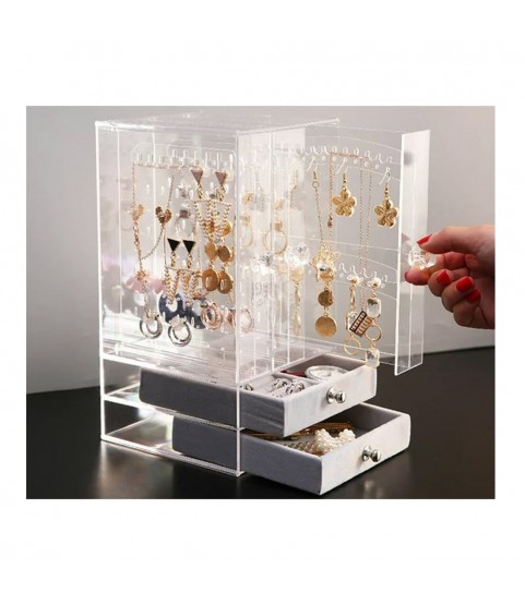 Gugita Elegant Transparent Grey Jewellery Organiser and Display Box