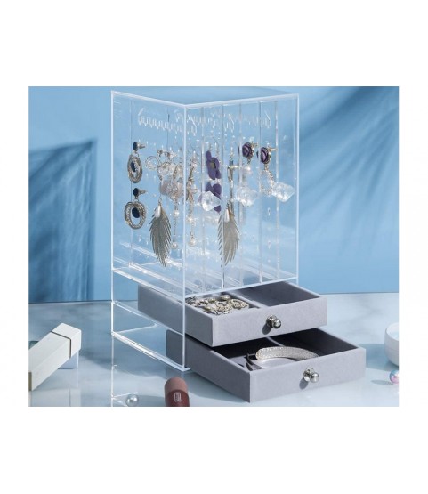 Gugita Elegant Transparent Grey Jewellery Organiser and Display Box Gugita Elegant Transparent Grey Jewellery Organiser and Display Box