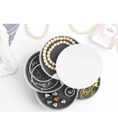 Gugita Round Jewellery Box Organiser with Pull-Out Compartments