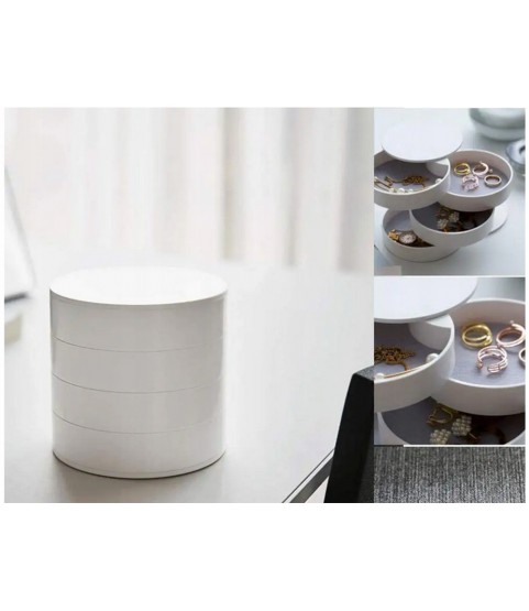 Gugita Round Jewellery Box Organiser with Pull-Out Compartments