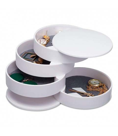 Gugita Round Jewellery Box Organiser with Pull-Out Compartments