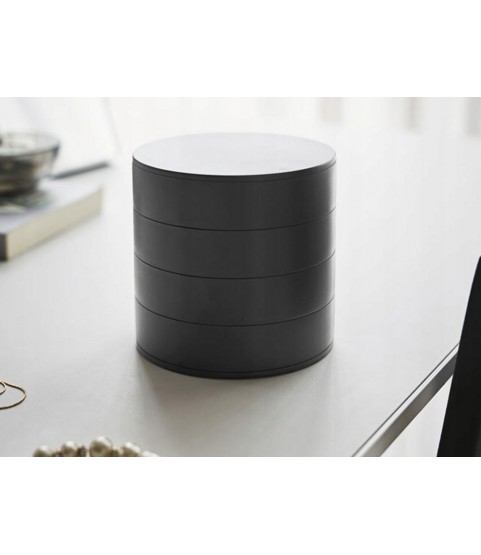 Gugita Round Black Jewellery Box Organiser with Pull-Out Compartments