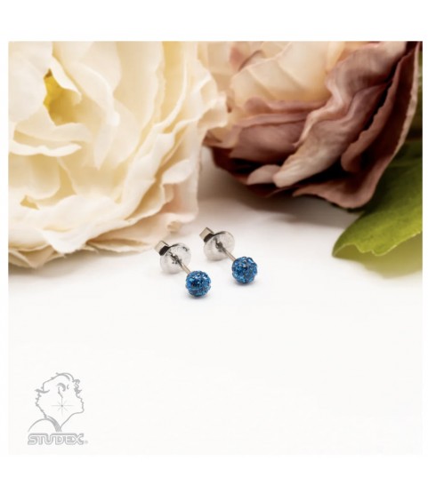 Studex silver fireball earrings with Aquamarin, 4.5mm, 7522-0303 Studex silver fireball earrings with Aquamarin, 4.5mm, 7522-0303