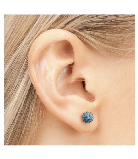 Studex silver fireball earrings with Aquamarin, 4.5mm, 7522-0303