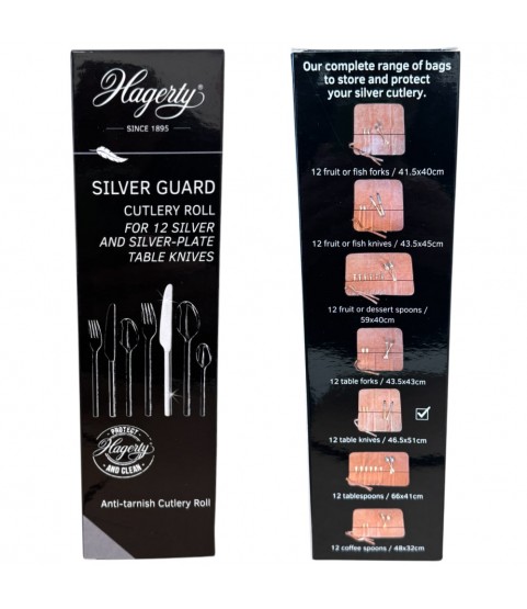 Hagerty Silver Guard Cutlery Rolls A119003, cutlery roll for 12 table knives