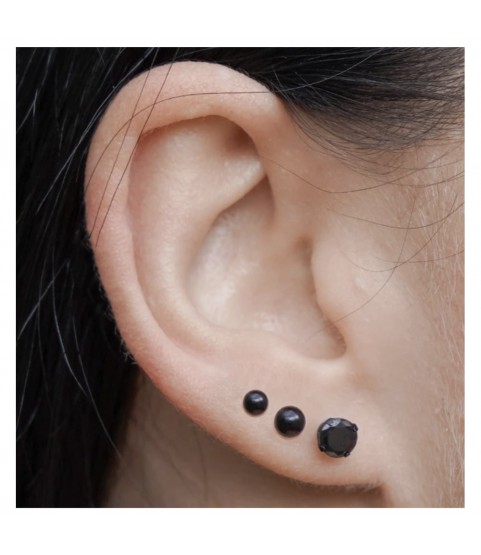 Studex black ball earrings, 3mm, 7537-0300
