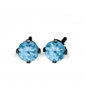Studex black steel Earrings with Blue Cubic zirconia, 4mm, 7517-0170