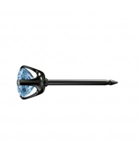 Studex black steel Earrings with Blue Cubic zirconia, 4mm, 7517-0170