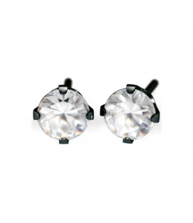 Studex black steel Earrings with White Cubic zirconia, 4mm, 7517-0100