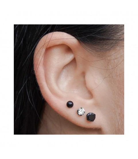 Studex black steel Earrings with White Cubic zirconia, 4mm, 7517-0100 Studex black steel Earrings with White Cubic zirconia, 4mm, 7517-0100