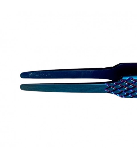 Buzzufy Z12 blue flat tip jeweler's tweezers, non-magnetic 120 mm