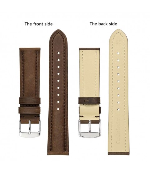 Leather brown watch strap 20 mm