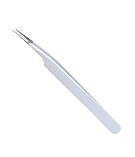 Buzzufy C17 white coated tweezer for watch parts, non-magnetic, 120mm