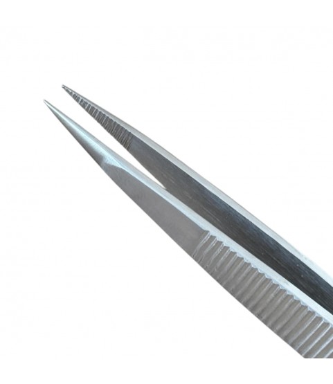 Buzzufy D14 steel jeweler's tweezers with rough tips, 110mm