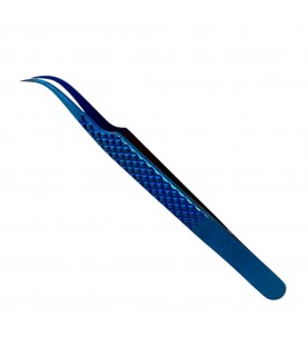 Buzzufy C13 curved blue tweezer, non-magnetic for watchmakers and jewellers, 125mm
