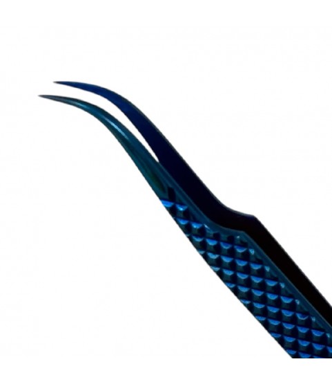 Buzzufy C13 curved blue tweezer, non-magnetic for watchmakers and jewellers, 125mm