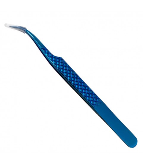 Buzzufy C13 curved blue tweezer, non-magnetic for watchmakers and jewellers, 125mm