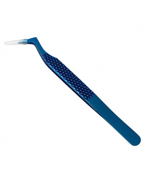 Buzzufy C15 curved blue tweezer, non-magnetic for watchmakers and jewellers, 110mm