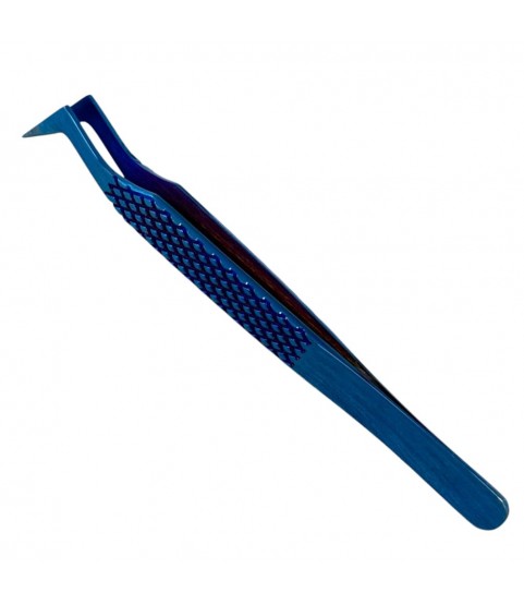 Buzzufy C15 curved blue tweezer, non-magnetic for watchmakers and jewellers, 110mm