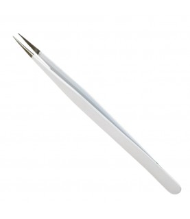 Buzzufy C16 white coated tweezer for watch parts, non-magnetic, 140mm