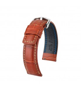 Hirsch Grand Duke L golden brown embossed leather watch strap, 22 mm, 02528070-2-22