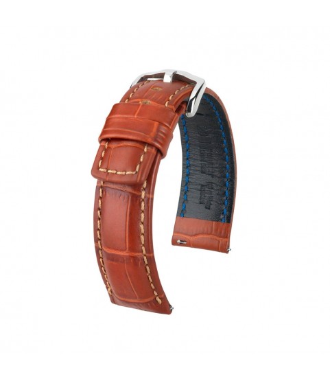 Hirsch Grand Duke L golden brown embossed leather watch strap, 22 mm, 02528070-2-22
