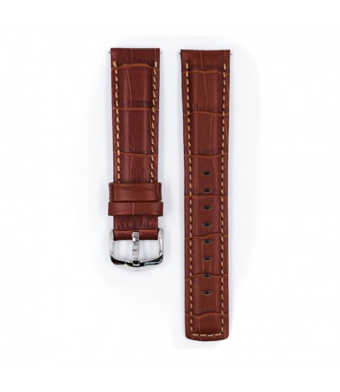 Hirsch Grand Duke L golden brown embossed leather watch strap, 22 mm, 02528070-2-22