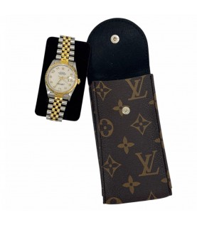 New Louis Vuitton watch brown leather pouch