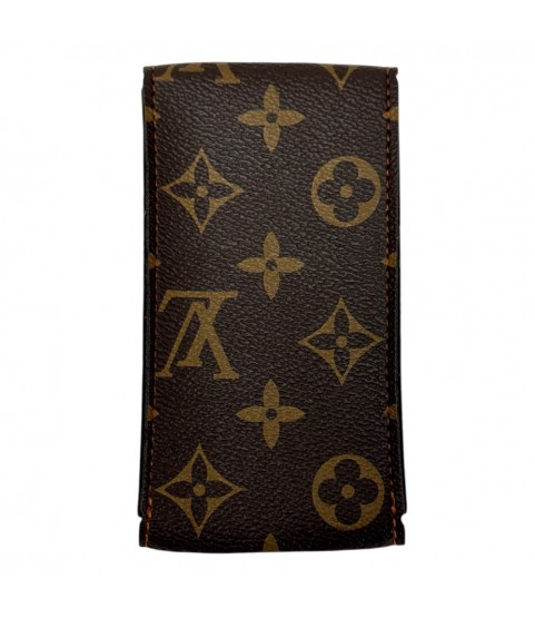 New Louis Vuitton watch brown leather pouch with orange stitching