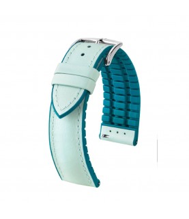 Hirsch LINDSEY light blue, Tiffany leather & rubber watch strap 20mm 0928302181-2-20