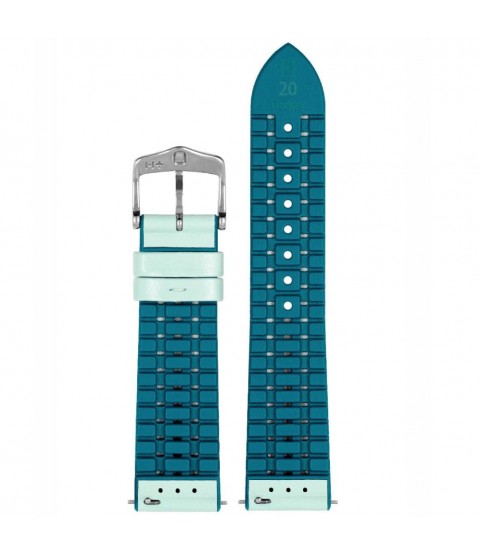 Hirsch LINDSEY light blue, Tiffany leather & rubber watch strap 20mm 0928302181-2-20