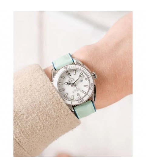 Hirsch LINDSEY light blue, Tiffany leather & rubber watch strap 20mm 0928302181-2-20