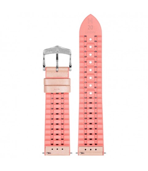 Hirsch LINDSEY light pink, rose ladies leather & rubber watch strap 20mm 0922302122-2-20