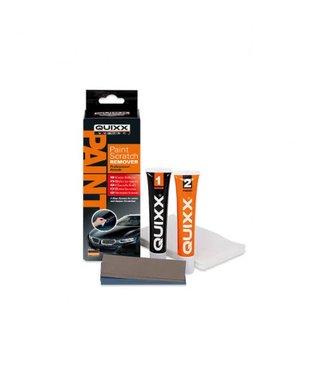 QUIXX Paint Scratch Remover Kit (Ref. 00070) – 2-Step Repair System with Repair No.1 + Finish No.2, Polishing Cloths & 3000-Grit Sandpaper, Made in Germany