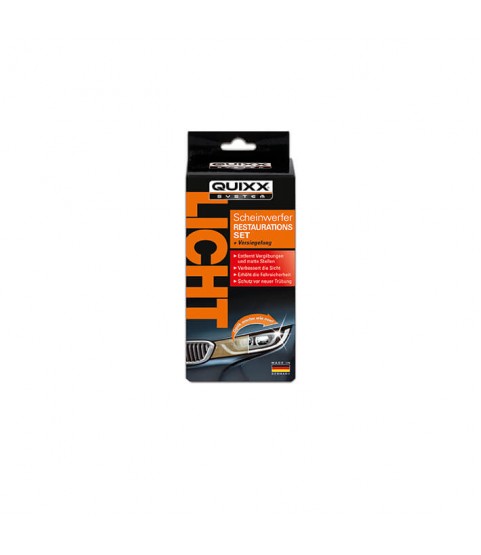 QUIXX Headlight Restoration Kit Removes Yellowing + UV Sealer Plastic Lenses, ref. 00084