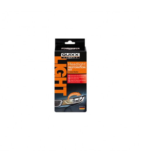 QUIXX Headlight Restoration Kit Removes Yellowing + UV Sealer Plastic Lenses, ref. 00084