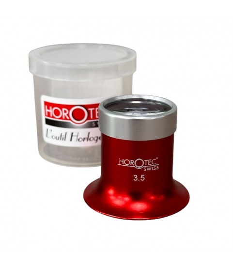 Horotec MSA 00.031-3.5 Eyeglass Loupe in Aluminium Anodised Red with Screwed Ring x2.8