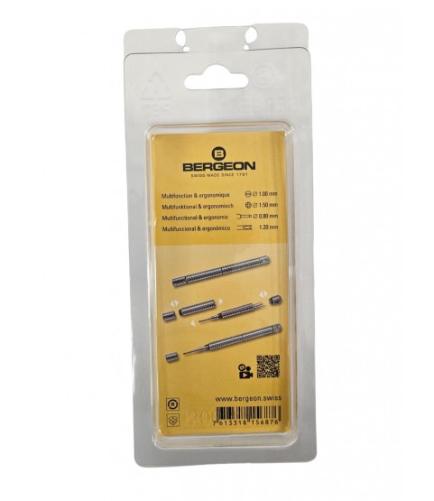 Bergeon 7217-H Stainless Steel Screwdriver with 4 Interchangeable Blades