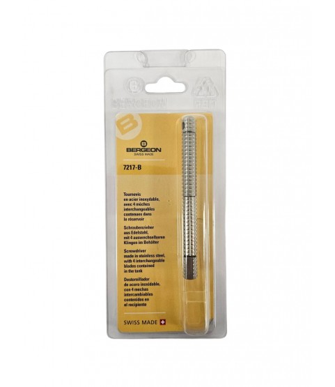 Bergeon 7217-B Stainless Steel Screwdriver with 4 Interchangeable Blades