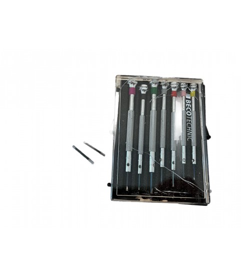 DAMAGED PACKAGING - Beco Technic Set of 7 Screwdrivers 0.60 to 2.00 mm in Plastic Box with Spare Blades - SEE PHOTOS
