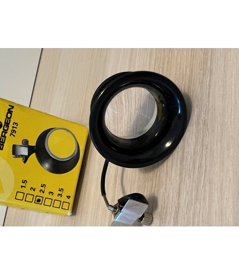 DAMAGED PACKAGE: Bergeon 7913-2.5 eyeglass watchmaker loupe with clip 4x, SEE PHOTOS