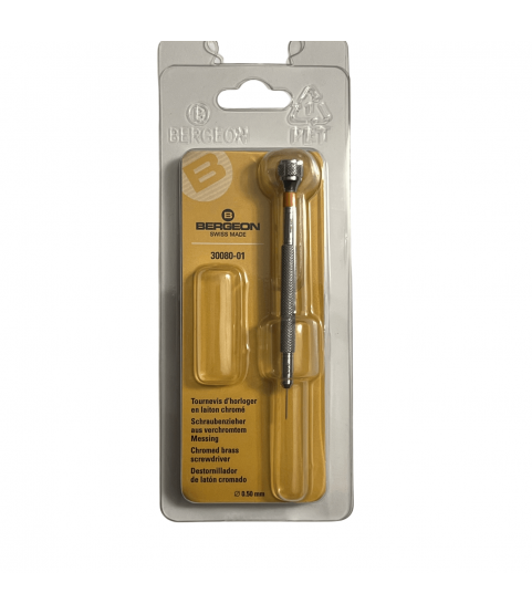 Bergeon 30080-01 Watchmaker Screwdriver 0.50mm Chromium-Plated Swiss Precision Tool (Orange)