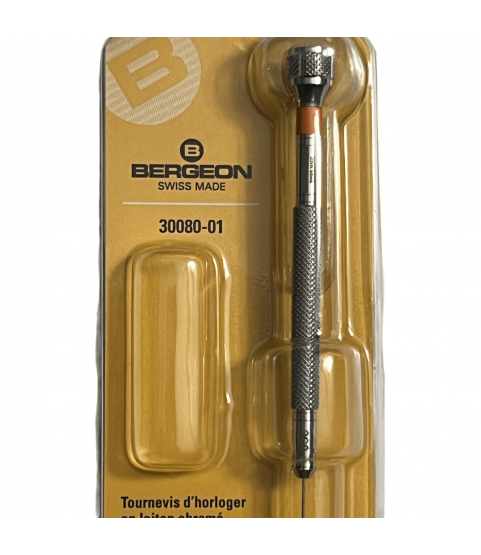 Bergeon 30080-01 Watchmaker Screwdriver 0.50mm Chromium-Plated Swiss Precision Tool (Orange)