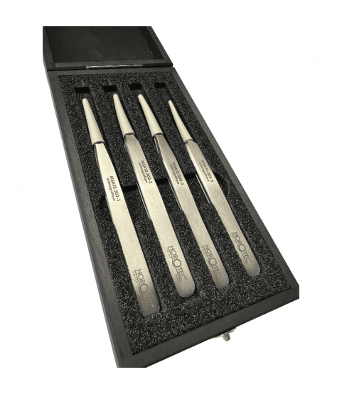 Horotec MSA12.388 Antimagnetic Tweezers Set No.1 2 3 5 904L Steel Wooden Box