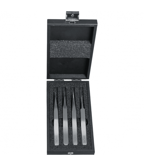 Horotec MSA12.388 Antimagnetic Tweezers Set No.1 2 3 5 904L Steel Wooden Box