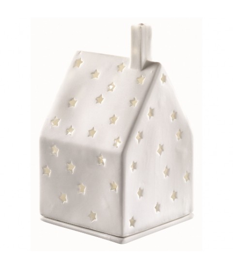 Illuminated House with Sharp Roof