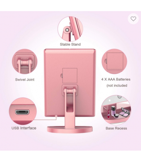 Bestope LED Makeup Mirror - Pink