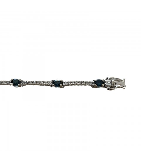14k White Gold Tennis Bracelet with Diamonds and Blue Stones 14k White Gold Tennis Bracelet with Diamonds and Blue Stones