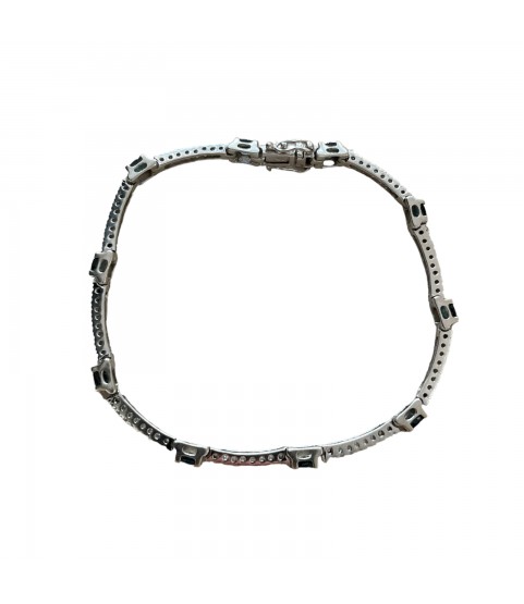 14k White Gold Tennis Bracelet with Diamonds and Blue Stones 14k White Gold Tennis Bracelet with Diamonds and Blue Stones